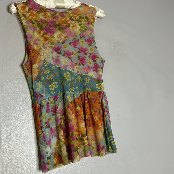 Vintage Sweet Pea Medium Mesh Peplum floral women’s tank top - Picture 8 of 9